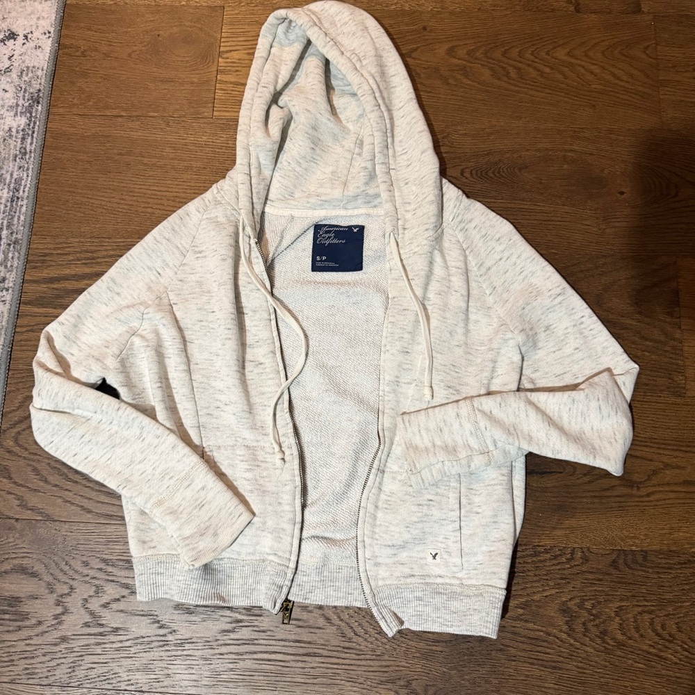 Light Gray Zip-Up Hoodie American Eagle Sz small